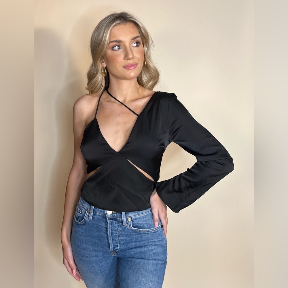 Zara black silk top
